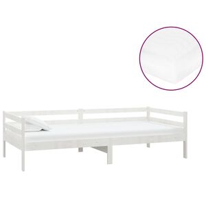 vidaXL Tagesbett mit Matratze 90x200 cm Wei&szlig; Kiefer Massivholz