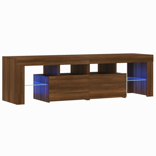 vidaXL TV-Schrank mit LED-Leuchten Braun Eichen-Optik 140x36,5x40 cm