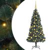 vidaXL K&uuml;nstlicher vorbeleuchteter Weihnachtsbaum mit Kugelset 180 cm