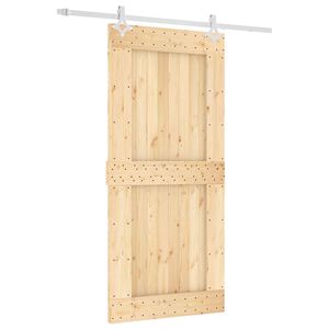vidaXL Schiebet&uuml;r Nat&uuml;rlich und Wei&szlig; 95 x 210 cm Massivkiefer