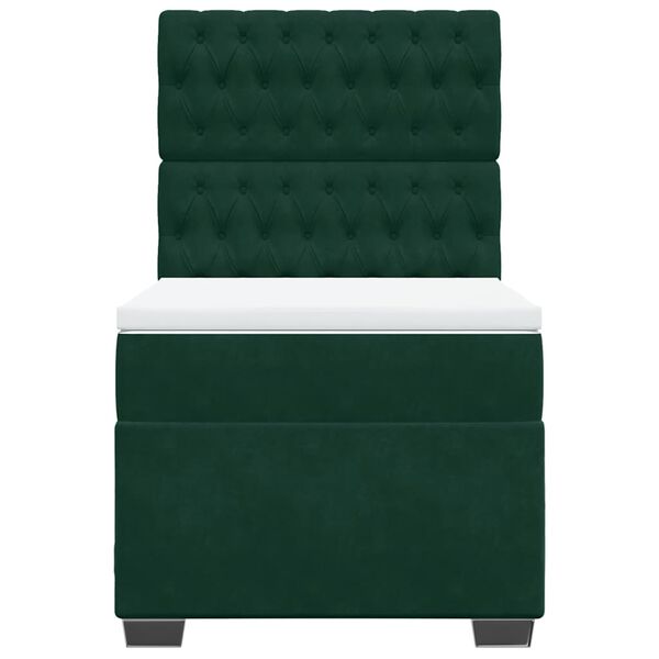 vidaXL Boxspringbett mit Matratze Dunkelgr&uuml;n 80x200 cm Samt