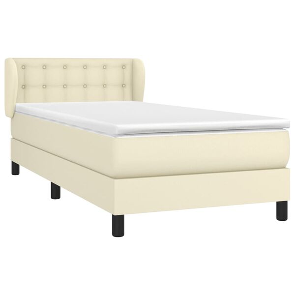 vidaXL Boxspringbett mit Matratze Creme 90x200 cm Kunstleder