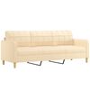 vidaXL 3-Sitzer-Sofa mit Hocker Creme 210 cm Stoff