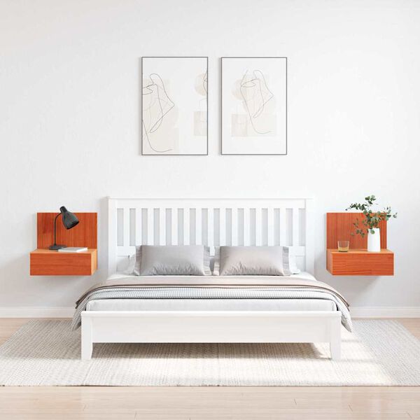 vidaXL Nachttisch 2 pcs Wachsbraun 42 x 32,5 x 40 cm Massivholz Kiefer