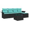 vidaXL Gartensofa-set mit Kissen 6 pcs Schwarz Poly-Rattan