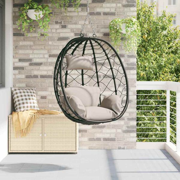 vidaXL H&auml;ngendes Ei-Stuhl Taupe 91.5 x 60 x 110 cm Poly-Rattan