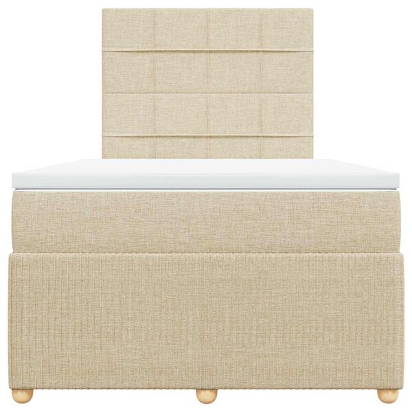 vidaXL Boxspringbett mit Matratze Creme 120x200 cm Stoff