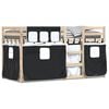 vidaXL Etagenbett mit Vorh&auml;ngen Wei&szlig; & Schwarz 90x190 cm Kiefernholz