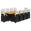 vidaXL 11-tlg. Garten-Bistro-Set mit Kissen Schwarz Poly Rattan