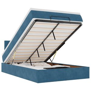 vidaXL Ottoman-Bett mit Matratze & LEDs Dunkelblau 120x200 cm Samt