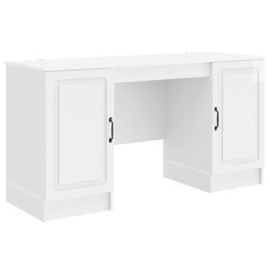 vidaXL Schreibtisch Hochglanz Wei&szlig; 142,5 x 50 x 75 cm Holzwerkstoff