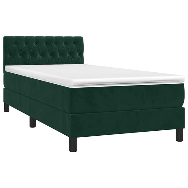 vidaXL Boxspringbett mit Matratze Dunkelgr&uuml;n 100x200 cm Samt