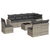 vidaXL 9-tlg. Garten-Sofagarnitur mit Kissen Hellgrau Poly Rattan