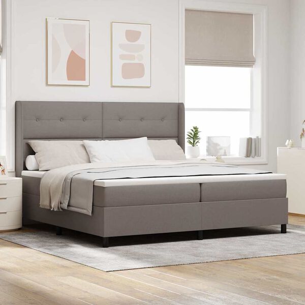 vidaXL Boxspringbett mit Matratze Taupe 200 x 200 cm Stoff