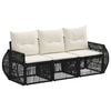vidaXL Gartensofa-set 3 stk. Schwarz und Cremewei&szlig; Poly-Rattan