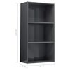 vidaXL B&uuml;cherregal 3 F&auml;cher Hochglanz-Grau 60x30x114 cm Holzwerkstoff