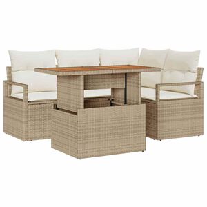 vidaXL Garten Essgruppe mit Kissen 5 pcs Beige und Creme