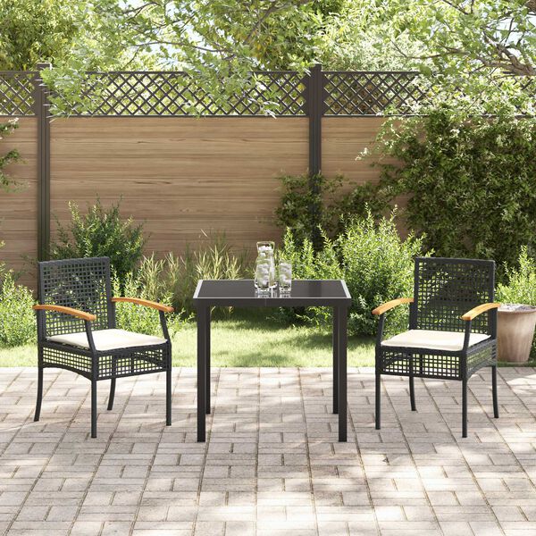 vidaXL Garten Essgruppe 5 pcs Schwarz Poly-Rattan