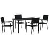 vidaXL Garten Essgruppe 5 stk. Schwarz Poly-Rattan