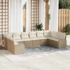 vidaXL Gartensofa-set mit Kissen 10 pcs Beige und Wei&szlig; Poly-Rattan