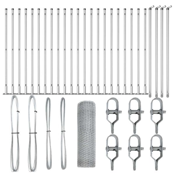 vidaXL Zaunpfosten Silber 50 x 0,4 m (13 mm Netz) Stahl