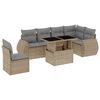 vidaXL 7-tlg. Garten-Sofagarnitur mit Kissen Beige Poly Rattan