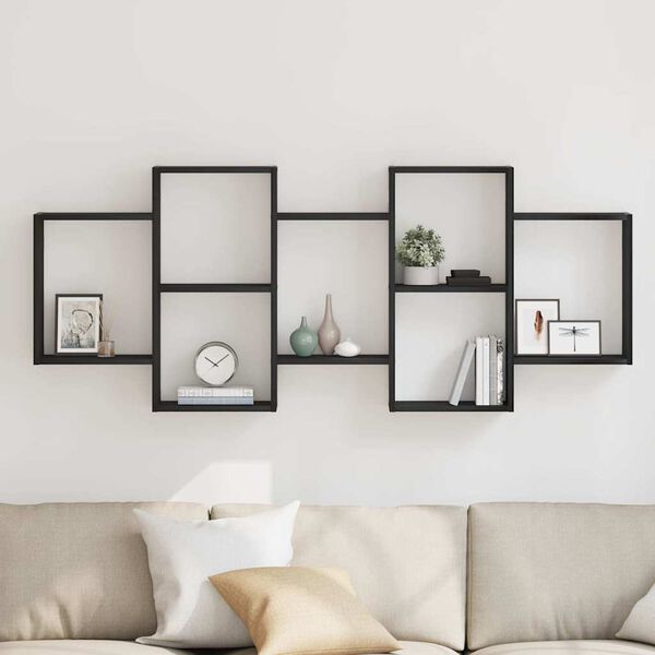 vidaXL Wandregal Schwarz Eichen-Optik 159x18x65 cm Holzwerkstoff