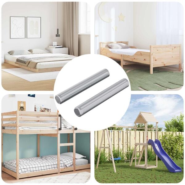 vidaXL Gewindestange 2 pcs Silber 8 x 55 mm Stahl