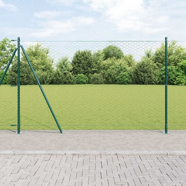 vidaXL Zaunpfosten Gr&uuml;n 10 x 1,6 m (50 mm Maschenweite) Stahl und PVC