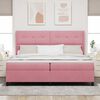 vidaXL Boxspringbett mit Matratze mit LED Rosa 200 x 200 cm Samt
