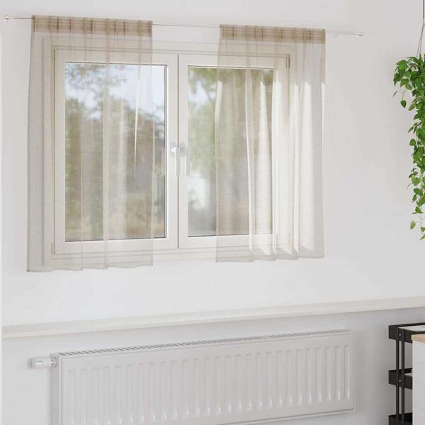 vidaXL Voile-Vorhang mit Vorhängen 2 pcs Sand 140 x 140 cm Polyester