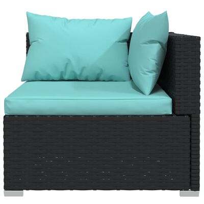 vidaXL 2-Sitzer-Sofa mit Kissen Schwarz Poly Rattan