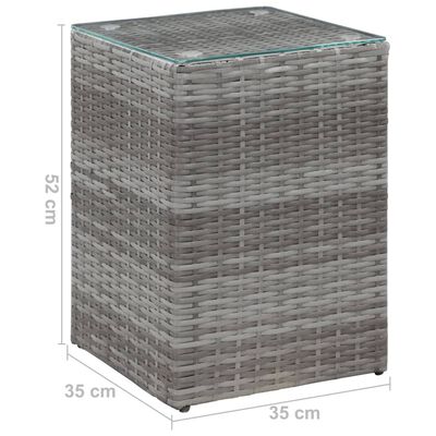 vidaXL Beistelltisch mit Glasplatte Grau 35 x 35 x 52 cm Poly Rattan
