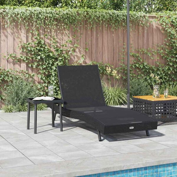 vidaXL Sonnenliege mit Tisch 2 pcs Schwarz 40 x 40 x 40,5 cm