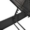 vidaXL Sonnenliege mit Kissen Schwarz Poly Rattan