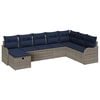 vidaXL Sofa Set mit Kissen Grau und Marineblau Poly-Rattan
