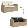 vidaXL 9-tlg. Garten-Sofagarnitur mit Kissen Beige Poly Rattan
