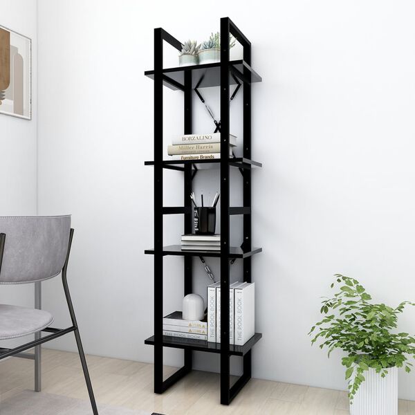 vidaXL B&uuml;cherregal 4 F&auml;cher Schwarz 40x30x140 cm Holzwerkstoff