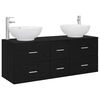 vidaXL Badezimmerm&ouml;bel-Set 3 stk. Schwarz 49,5 x 44,5 x 65 cm