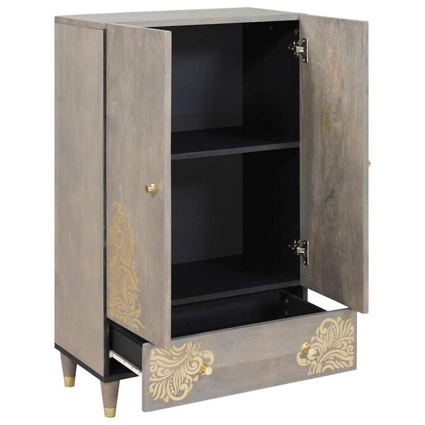 vidaXL Highboard Grau und Gold 60 x 33 x 100 cm Massivholz Mango