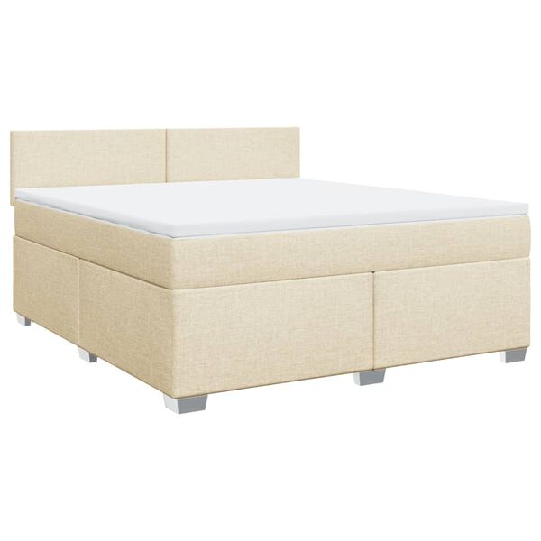 vidaXL Boxspringbett mit Matratze Creme 180x200 cm Stoff