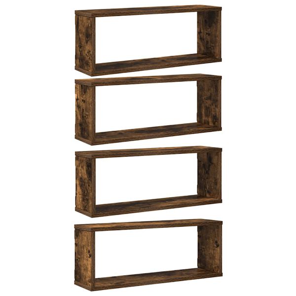 vidaXL Würfelregale 4 Stk. Räuchereiche 60x15x23 cm Holzwerkstoff