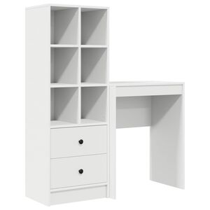vidaXL Schreibtisch mit Schubladen mit Regal mit Speicher 2 pcs Wei&szlig;
