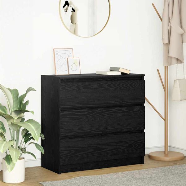 vidaXL Sideboard Schwarz Eichen-Optik 80x35x76 cm Holzwerkstoff
