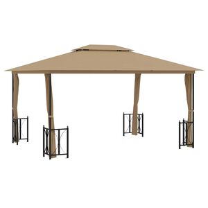 vidaXL Pavillon mit Seitenw&auml;nden & Doppeldach 3x4 m Taupe