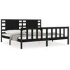 vidaXL Massivholzbett mit Kopfteil Schwarz 200x200 cm