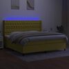 vidaXL Boxspringbett mit Matratze & LED Gr&uuml;n 200x200 cm Stoff