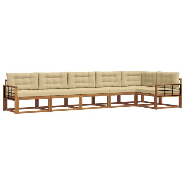 vidaXL Outdoor-Sofagarnitur mit Kissen 6 pcs Natur und Beige