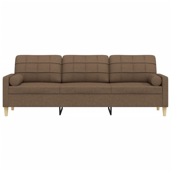 vidaXL 3-Sitzer-Sofa mit Zierkissen Braun 210 cm Stoff