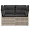 vidaXL Gartensofa mit Kissen 2-Sitzer Hellgrau Poly Rattan